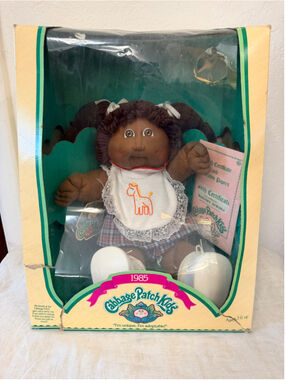 NIB Rare VTG 1985 Cabbage Patch Kids African American Marjory Aurora BOX DAMAGED
